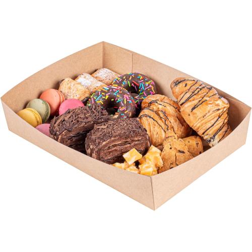 Restaurantware Kraft Paper Inserts 10 Count 13.6 x 9.3 x 2.4 Greaseproof PE Coating Freezer-Ready Disposable Sturdy Brown Paper Inserts for Take Out Food Dividers, Deli Boxes, Catering Trays