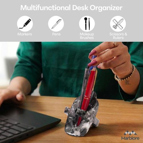 Marble Cell Phone Stand Holder Black Zebra 4'' Office Stationery Supplies, Remote Control Holder for Modern Office Desk, Ideal Phone Stand, Key & Sunglasses Stand Valentines Day Decor