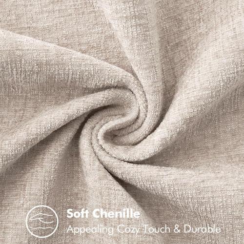 MIULEE Pack of 2 Couch Throw Pillow Covers 18x18 Inch Natural Beige Farmhouse Decorative Pillow Covers with Stitched Edge Soft Chenille Solid Dyed Pillow Covers for Sofa Bed Living Room