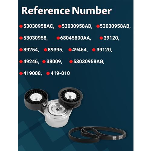 Belt Tensioner Assembly Serpentine Belt Tensioner Only - Compatible with 2000-2013 Dakota, Durango, Rˆam 1500, Nitro, Grand Cherokee, Commander, Aspen, Raider, Liberty - Replaces 53030958AC, 39120