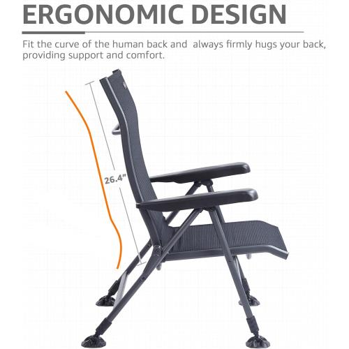 X Strike Folding Camping Chair Support 350 LBS, Outdoor Fishing Chair for Adults Breathable Mesh with Adjustable High Back Support and Leg, Aluminum Frame for Fishing, Camp, Lawn, Patio.