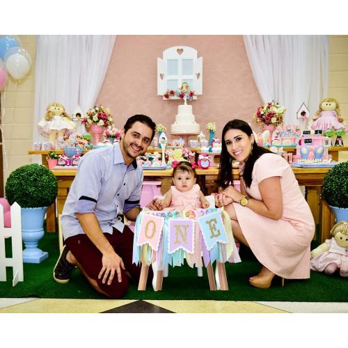 Rainbow High Chair Banner for 1st Birthday - Baby Girl Smash Cake for Photo Props, First Birthday Photo Background, Macarons Color(Rainbow High Chair Banner)