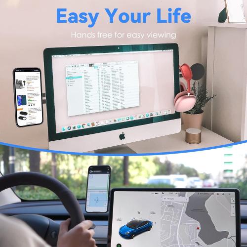 CloudValley Magnetic Laptop Phone Holder, Adjustable Continuity Camera Mount Compatible with MagSafe & for iOS 16 / macOS 13 Ventura, Slim Portable Computer Expansion Bracket for Smartphone, Black