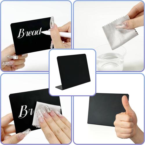 15 Pcs 4x3 Mini Chalkboard Signs-Small Food Labels, Reserved Table Signs for Buffet, Birthdays, Bakery, Weddings Table Numbers, Place Cards, Name Tag- Include 1 Liquid Chalk Markers and 1 Rag