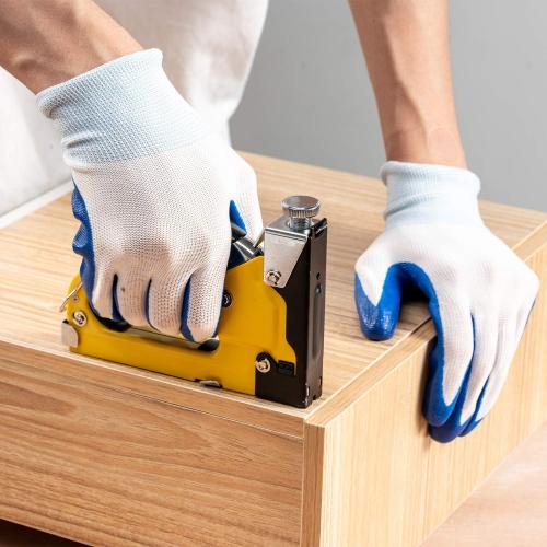 Upholstery 4 in 1 Staple Gun Heavy Duty, with 6000 Staples, Remover, Gloves, Manual Brad Nailer Power Adjustment Stapler Gun for Wood, Upholstery, Carpentry, Decoration DIY Staple Gun