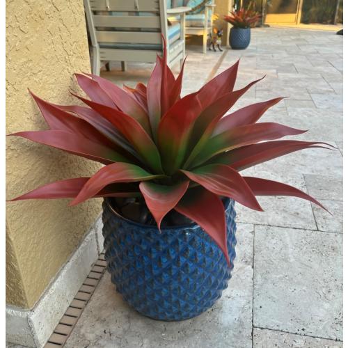 28 Large Artificial Red Green Agave, Summer Realistic Agave Plants for Home Indoor and Outdoor Decor(REG Green)
