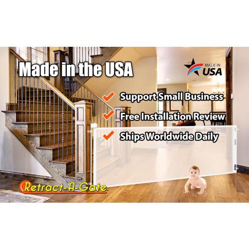 Retract-A-Gate White: The Original and only Made in USA Retractable Baby, Dog, & Cat Gate