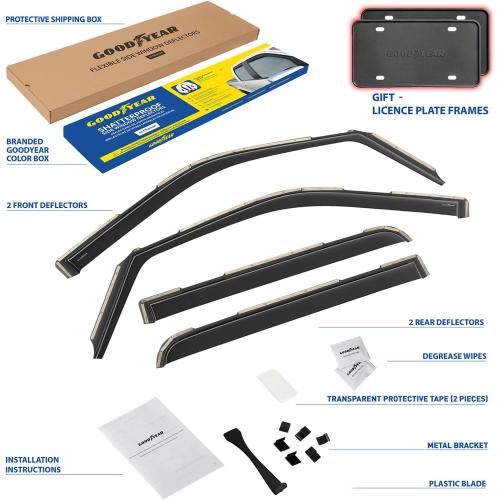 Goodyear Shatterproof in-Channel Window Deflectors for Ford F250 to F550 Super Duty 2017-2022 Crew Cab, Rain Guards, Window Visors for Cars, Vent Deflector, Car Accessories, 4 pcs - GY007733