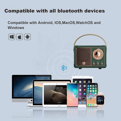 Dosmix Retro Bluetooth Speaker, Vintage Decor, Mini Wireless Bluetooth Speaker, Cute Old Fashion Style for Kitchen Desk Bedroom Office Party Outdoor Accessories for iPhone Android (Green)