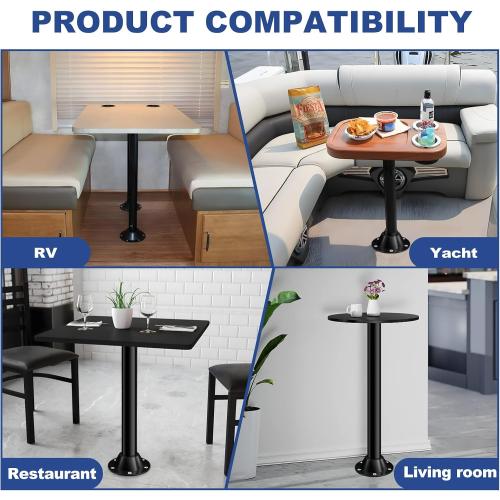 27 RV Table Legs & Base Kit - Heavy Duty Aluminum, Fits Travel Trailers, Campers, Caravans - Tool-Free Height Adjustment, Rust-Proof, Easy Install (2 Legs   4 Brackets) 27inch
