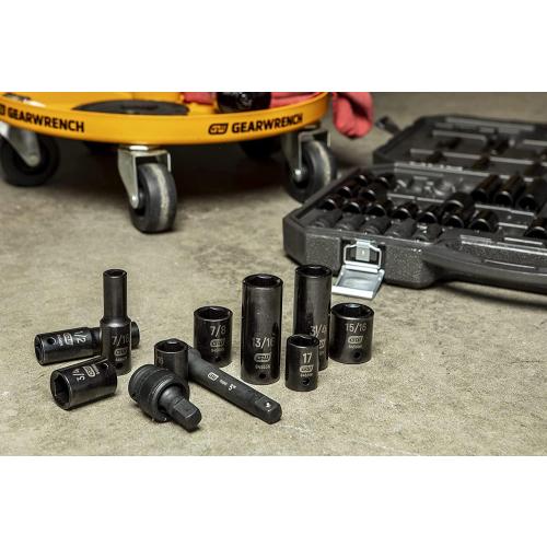 GEARWRENCH 65 Piece 1/2 Drive Standard & Deep SAE/MM Impact Socket Set - 89095