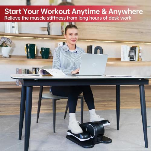 Dark Grey YAMO Under Desk Elliptical Machine Seated Ellipse Leg Exerciser for Seniors Fully Assembled Quiet Portable Elliptical Pedal Exerciser with Remote Control 12 Adjustable Speed Levels