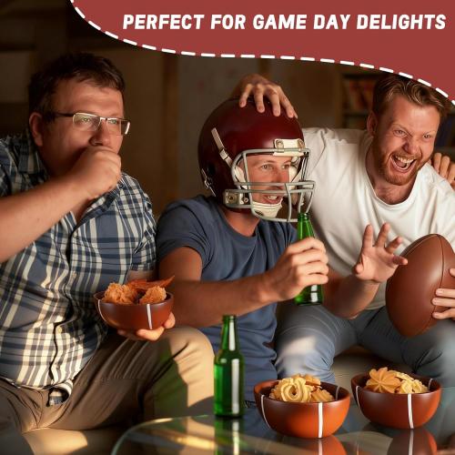 3 Pcs Football Snack Bowl Reusable Resin 4.72 Inches Football Serving Trays Platter Serving Dishes for Tailgate Dinner Sports Event Game Day Birthday Party Decorations Everyday Use
