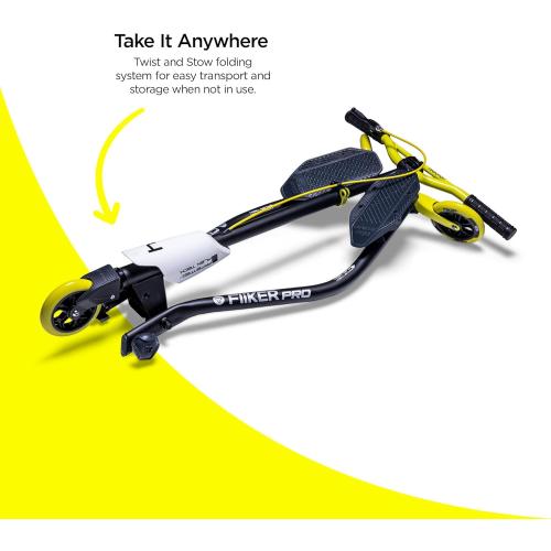 Yvolution Fliker A3/Pro Kids Drift Scooter, Adjustable Handlebar in 3 Heights, 3 Wheels, for Boys and Girls Age 7  Years Old, Max User Weight 175/220 Ibs