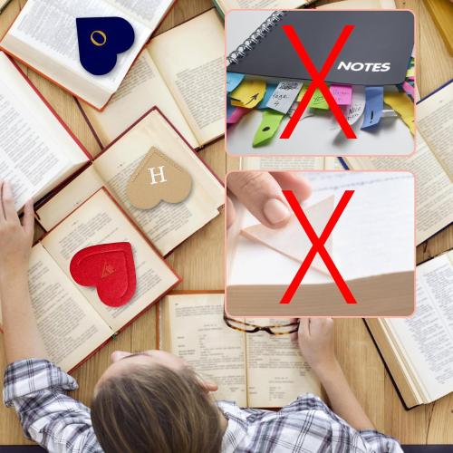 Personalized Leather Heart Bookmark with Initial, Cute Letters Custom Corner Book Mark for Reading Women, Student, Book Lovers, Teacher Appreciation Gifts, Book Accessories (J)