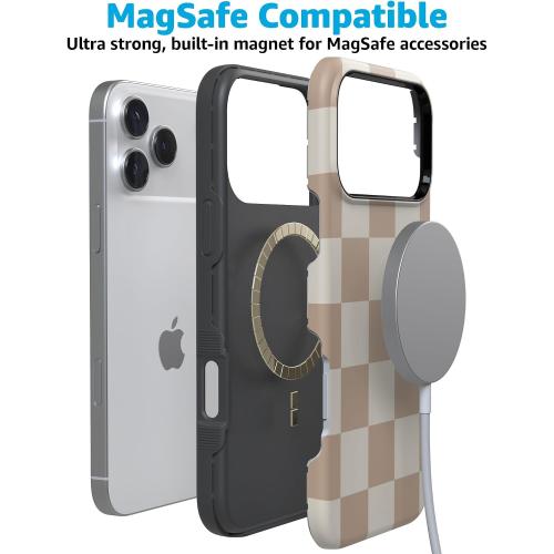 Casely iPhone 17 Pro Max Case | Fit Check | Neutral Checkerboard | Bold Protective Design | Compatible with MagSafe