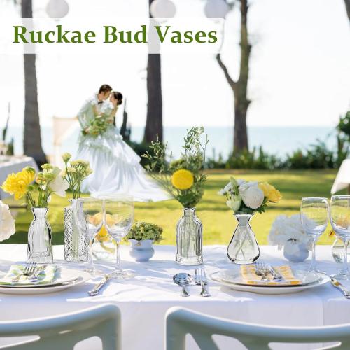 RUCKAE Small Clear Bud Vases Bulk 22 Pack Mini Flower Glass Vases for Centerpiece Table Wedding Decorations Home Decor Party(Transparent)