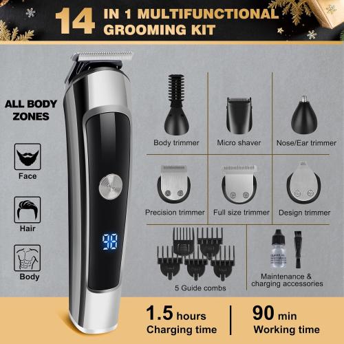 Hair & Beard Advent Beauty Calendar 2025 for Men Grooming Kit, 24 Days Christmas Countdown Calendar with Electric Trimmer Kit & Beard Care Kit for Men, Creative Gifts for Father Dad Husband Boyfriend