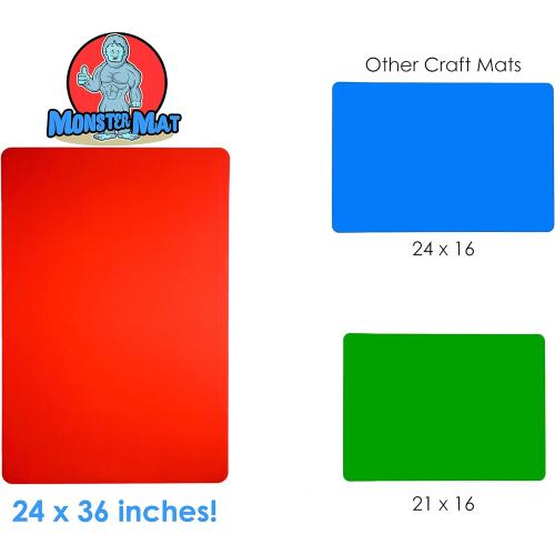 MonsterMat 36x24 Inch Extra Large Silicone Table Protector Craft Mat for Painting, Clay, Projects, Arts and Crafts and More. Easy Clean Up and Rolls for Storage. Largest Mat Available