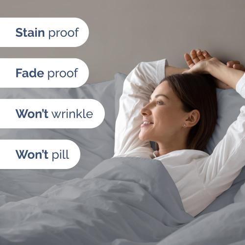 Duvet Cover Queen Size Set - Extra Soft Queen Size Duvet Cover 90 x 90 with 2 Pillow Shams - Hotel Luxury Easy Care and Fade Free w/Zipper Closures & Ties - Comfy Breathable Bedding Set (Steel Blue)