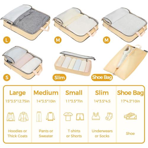 BAGAIL 6 Set Ultralight Compression Packing Cubes Packing Organizer for Travel Accessories Luggage Suitcase Backpack