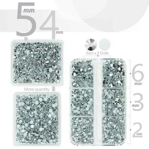 3 Boxes 5070PCS Metallic Silver Resin Flatback Rhinestones for Crafting 2mm 3mm 4mm 5mm 6mm Mine Silver Stones No-Hotfix Gems Diamonds Charms for Nails Face Eyes Makeup Tumblers Mugs DIY Crafts
