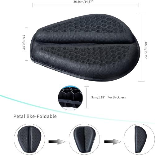 Motorcycle Seat Cushion, Motorcycle Gel Seat Pad with 3D Honeycomb Shock-Absorbing Breathable Seat Cover