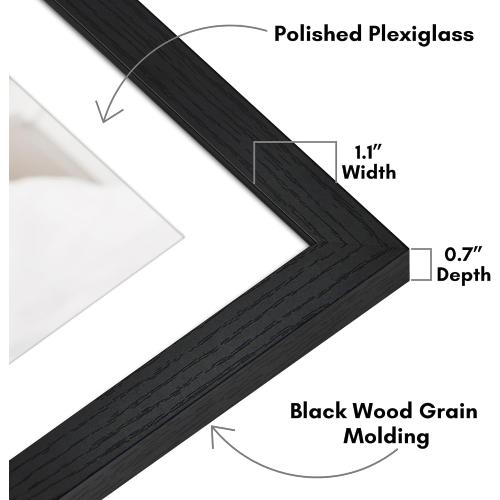 3pk 28x40 Poster Frame with Polished Plexiglass - Use as 24x36 Frame with Mat or Display 28x40 Photo Without Mat - Hudson Collection - Wide Picture Frames for Wall Display - Black