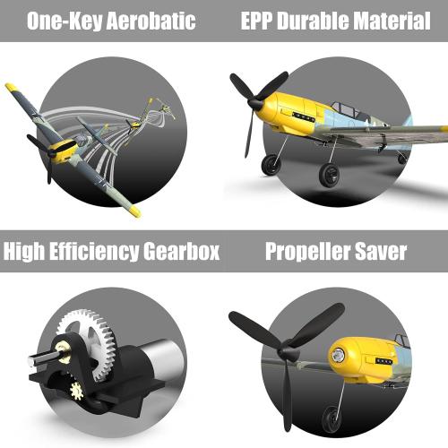 Remote Control Airplane BF109, 4 Channel RC Plane with 6-Axis Gyro, WW2 Warbird Aerobatic Park Flyer Gift for Adults & Kids