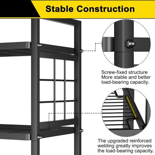 6-Wire Garage Shelving Storage Shelves, Metal Shelving Unit Pantry Rack, Kitchen Storage Adjustable Shelf 900Lbs Capacity for Laundry Kitchen Bathroom Organizer(Black)