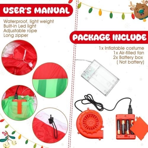 Inflatable Costume Kids Christmas Blow up Costumes with LED Light Funny Riding on Costume for Party Cosplay
