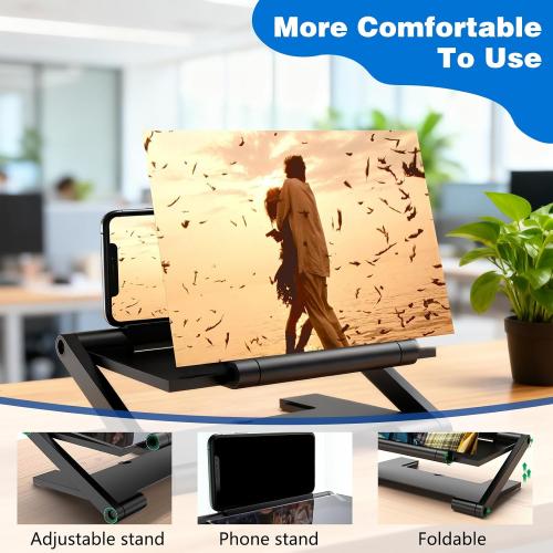 Mobile Phone Magnifier Screen,2026 New 3D HD Mobile Phone Magnifier Projector Screen Portable Foldable Phones Screen Amplifier Screens Enlarger for Movies Videos,Supports All Smartphones