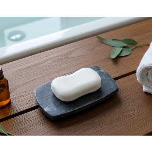 KLEO Natural Stone Soap Dish or Bath Accessories for Bath Tub or Wash Basin (Black with Natural Lines)