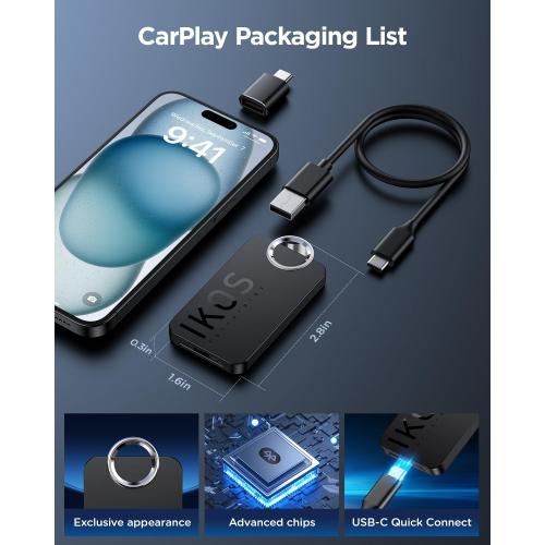 Wireless CarPlay Adapter for Apple iPhone (2025 Upgraded),Converts Wired to Carplay Wireless Adapter,Instant Connectivity,Compatible with Cars from 2017 & for iOS 10