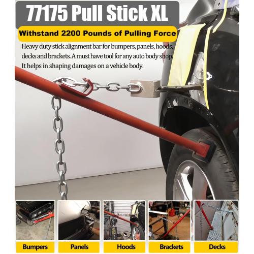 Camoo ???????????????????????????????? 77175 Pulling Stick Tool for Boat Car Repair (52 Long), Auto Body Puller Alignment Bar & 72 Chain for Aligning Bumpers, Panels, Hoods, Decks and Brackets Pull Stick XL