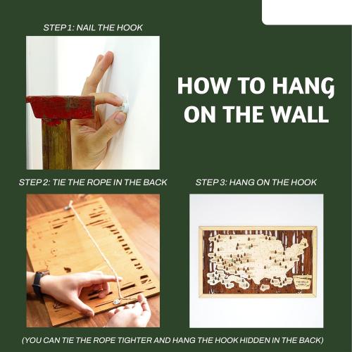 HYPERI US National Parks Map Travel Map, National Park Tracker Checklist, Natural Wall Art, Traveler Gifts for Mom, Dad, Coworker, (National Park Map - Wooden Box)