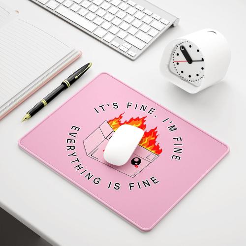 Auhoahsil Mouse Pad, 12 x 10 in Dumpster on Fire Computer Mouse Pad for Desk, Premium-Textured Non-Slip Rubber Stitched Edges Waterproof Square Mouse Mat for Gaming Work Wireless Mice, It's Fine