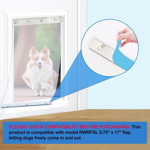 2 Pack XL Replacement Dog Door Flaps with 78 Inch Long Sealing Strip, Weather Resistant Doggie Door Replacement Flap Compatible with 9.88 x 18 Extra Large Dog Door