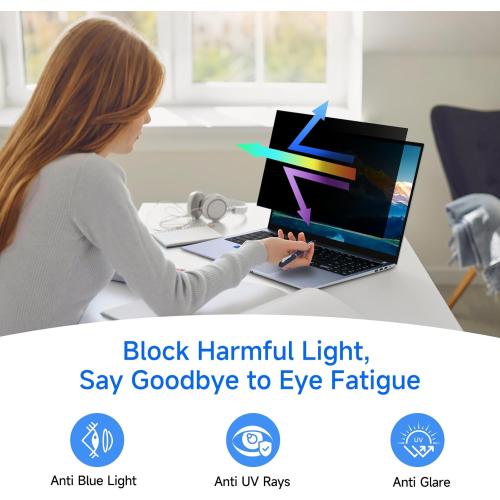 ZOEGAA 4-way 360° Privacy Screen For 14 Inch 16:9 Laptop That Screen Size is 12.2 in Wide and 6.8 in High. Removable Privacy Screen For Laptop Monitor, Anti Glare And Blue Light, Compatible With HP Dell Lenovo Asus Samsung Acer Thinkpad