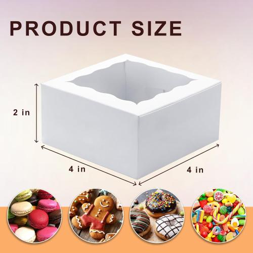 40 Pack Cookie Boxes 4x4x2 Inch Bakery Boxes with window Treat Box Chocolate Covered Strawberries Box for Christmas Valentine's Mother's Day