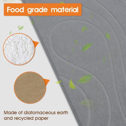 Stone Drying Mat for Kitchen Counter - 18x14 Dirt-Resistant Quick Drying Fast Absorbent Non-Slip Diatomite Mat, Natural Diatomaceous Earth Dish Drying Pad for Dish Rack(Dark Grey)