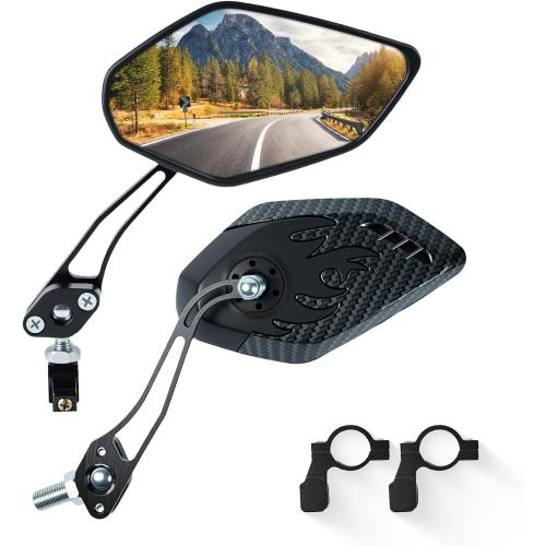 2 Pack Bike Mirrors, 360°Rotatable HD Wide Angle Rear View Mirror - Universal Handlebar Accessories for Mountain/Road Bike, Scooter, E-Bike (Black)