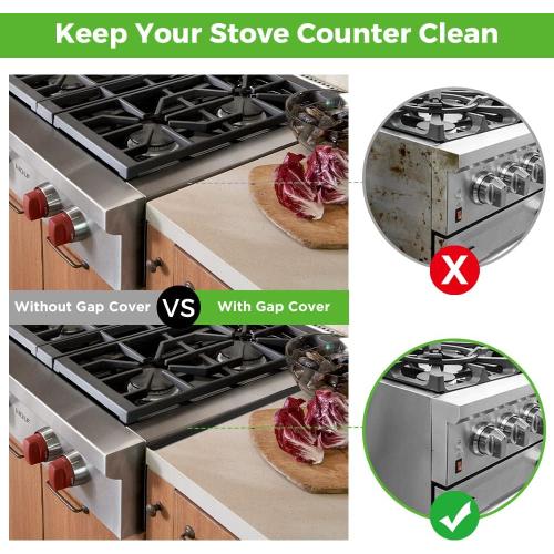 Stove Gap Covers,Stove Gap Filler, Range Trim Kit, Stove Gap Guards, Heat Resistant and Easy to Clean （Aluminum Black 23.4 in.）