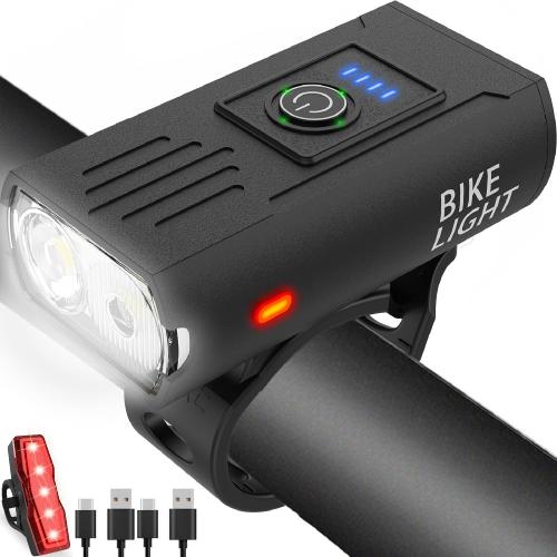 Victoper Bike Light, High Lumens Super Bright Bicycle Lite, 6 4 Modes USB Rechargeable Bike Headlight & Taillight Set, Waterproof Safety Bike Front & Rearlight for Road, Mountain, Night Riding