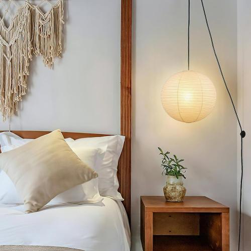 White Round Paper Lanterns, 15.75 Large Hanging Paper Lantern Lamp, Chinese/Japanese Paper Lantern Pendant Light for Party Decoration, Wedding, Home Decor Ceiling Lampshade(2 Pack)