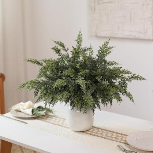 18 Real Touch Cedar Branches -12 Pcs, Artificial Christmas Cedar Branch Realistic Fake Pine Picks Faux Greenery Plants Stem for Vase DIY Crafts Garland Wreath Indoor Outdoor Home Decor