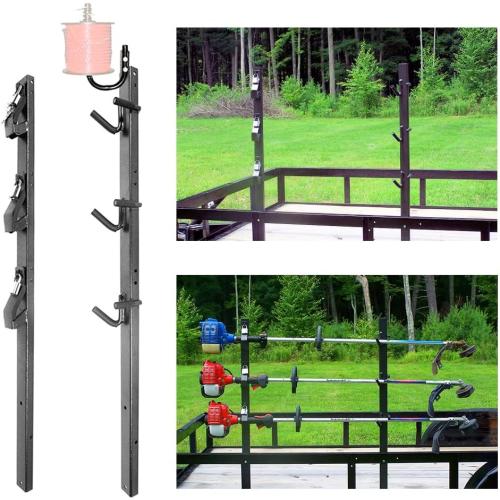 ELITEWILL Weed Eater Rack for Trailer, 3 Place Open Trailer Trimmer Rack Weedeater Rack Holder for Landscape Truck with 3 Individual Locks Lawn Equipment Organization Storage Accessories