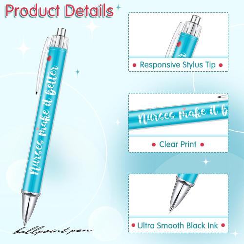 Geyee Nurse Ballpoint Pens Lovely Cartoon Nurse Pens Cute Retractable Nursing Pens Funny Ink Ballpoint Pens for Medical Assistants Students Workers Office Appreciation Gifts (10 Pcs)