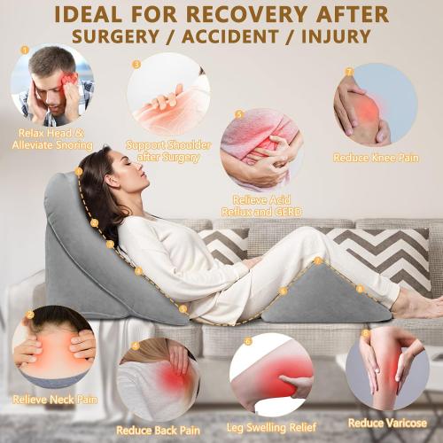 Inflatable Wedge Pillow Set for Sleeping, Bed Wedge Pillow Set for Travel, Post Surgery Pillow for After Surgery, Knee & Back Pain, Acid Reflux, GERD, Anti Snoring, Heartburn