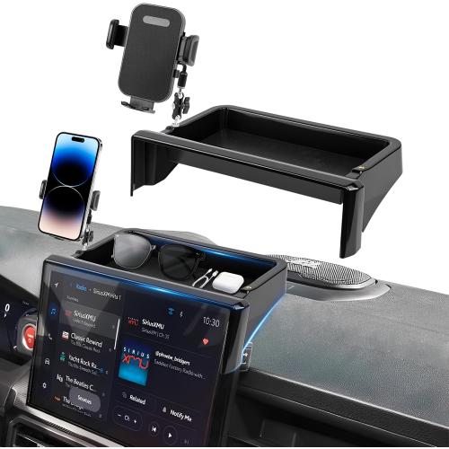 Car Phone Holder Fit for Toyota Tacoma 2024 2025 2026 W/Dash Tray Storge Box Organizer, Cell Phone Mount for Tacoma Accessories 14 inch Touch Screen 360 Degree Rotation (Not Fit 8 inch)